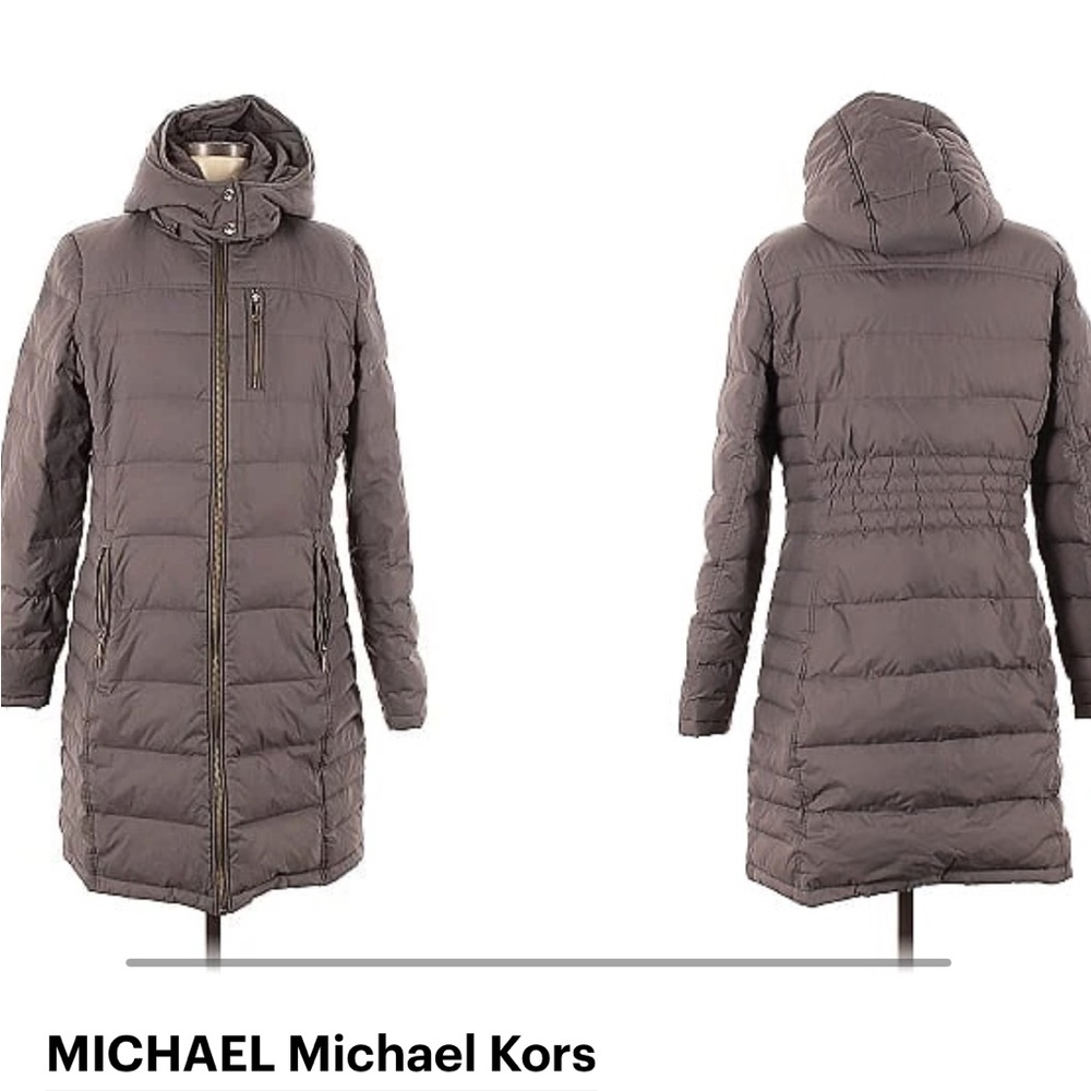 Michael Kors puffer jacket/ coat long parka grey/gold